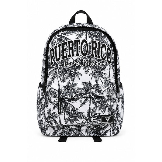 Mochila tropical Puerto Rico en blanco y negro